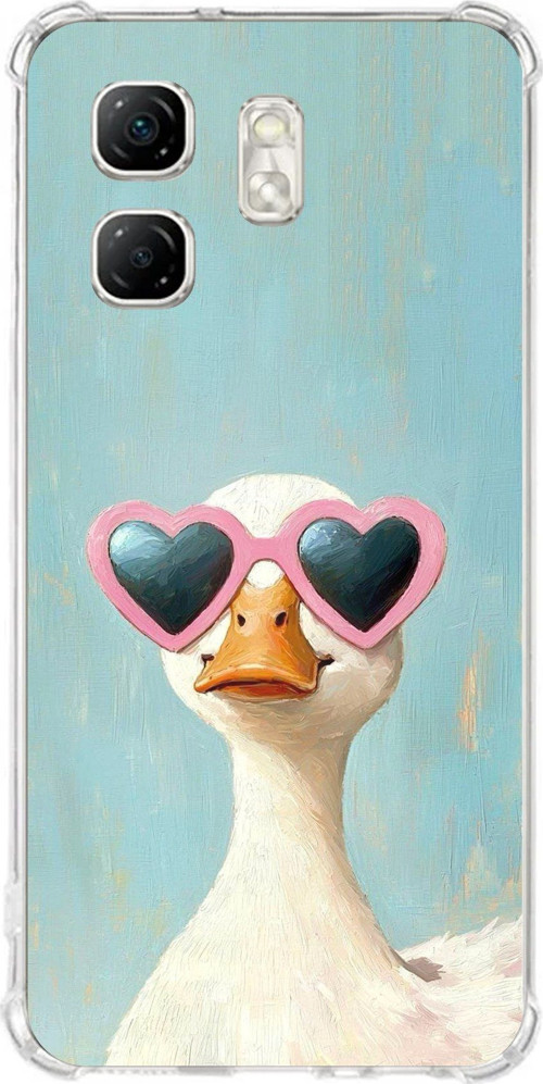Infinix Hot 50i - Smart 9 Uyumlu Yağlı Boya Pop-Art Ördek Baskılı Silikon Kılıf