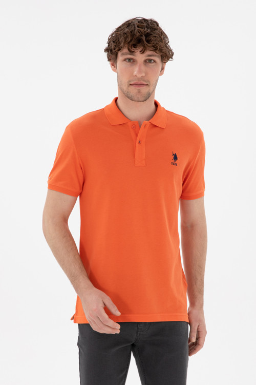 Erkek Slim Fit Polo Yaka Nar Çiçeği Basic Tişört 50298041-VR039