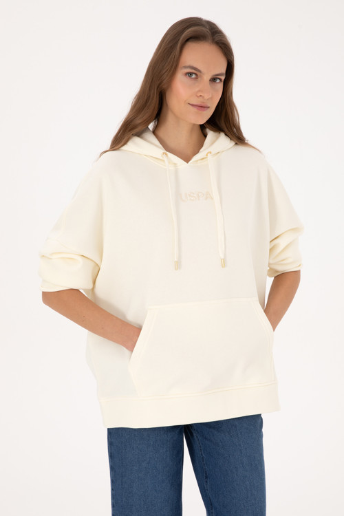 Kadın Krem Kapüşonlu Sweatshirt 50314938-VR256