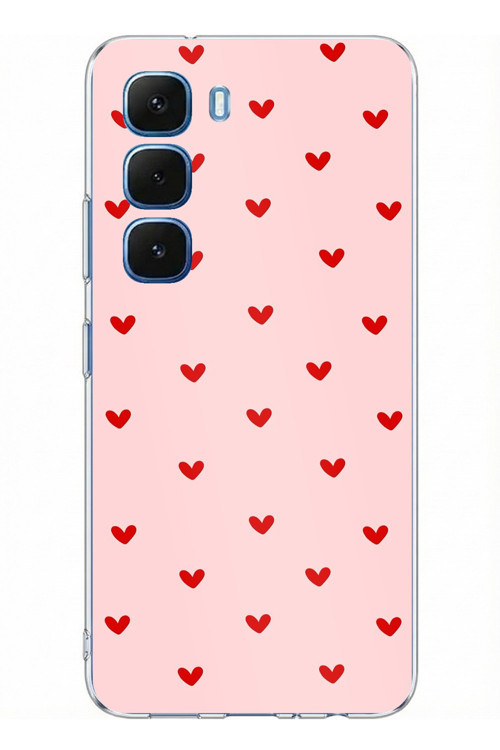 Infinix Hot 60 - Hot 60i Uyumlu Kırmızı Minik Kalpler Baskılı Silikon Kılıf