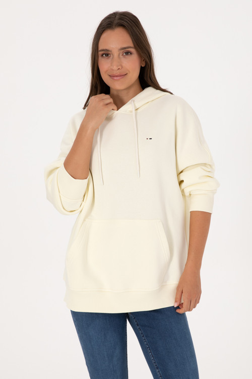 Kadın Krem Şardonlu Kapüşonlu Sweatshırt 50313567-VR256