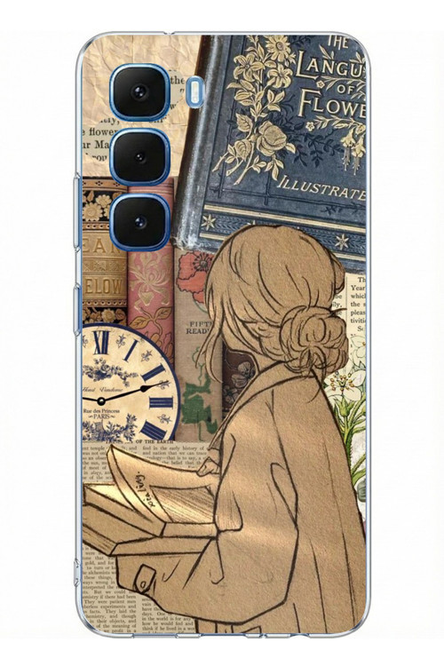 Infinix Hot 60 - Hot 60i Uyumlu Retro Gazete Kadın Tasarımlı Baskılı Silikon Kılıf