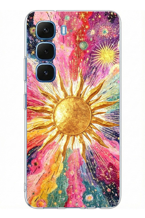 Infinix Hot 60 - Hot 60i Uyumlu Psikedelik Galaksi ve Güneş Desenli Baskılı Silikon Kılıf
