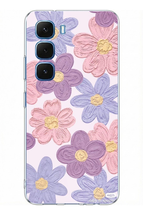 Infinix Hot 60 - Hot 60i Uyumlu Renkli Papatyalar Sulu Boya Baskılı Silikon Kılıf