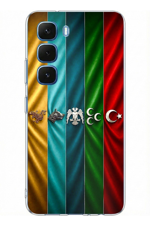 Infinix Hot 60 - Hot 60i Uyumlu Tarihi Türk Devletleri Bayrakları Baskılı Silikon Kılıf