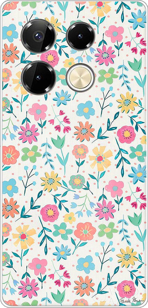 Infinix Note 40 PRO Uyumlu Dekoratif Çiçekler Baskılı Silikon Kılıf