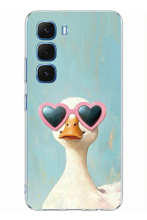 Infinix Hot 60 - Hot 60i Uyumlu Yağlı Boya Pop-Art Ördek Baskılı Silikon Kılıf