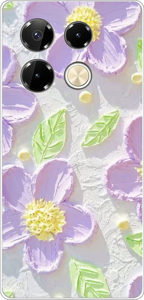 Infinix Note 40 PRO Uyumlu Mor Papatyalar Sulu Boya Baskılı Silikon Kılıf