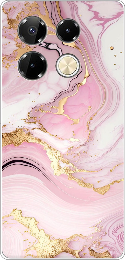 Infinix Note 40 PRO Uyumlu Pembe Mermer Baskılı Silikon Kılıf