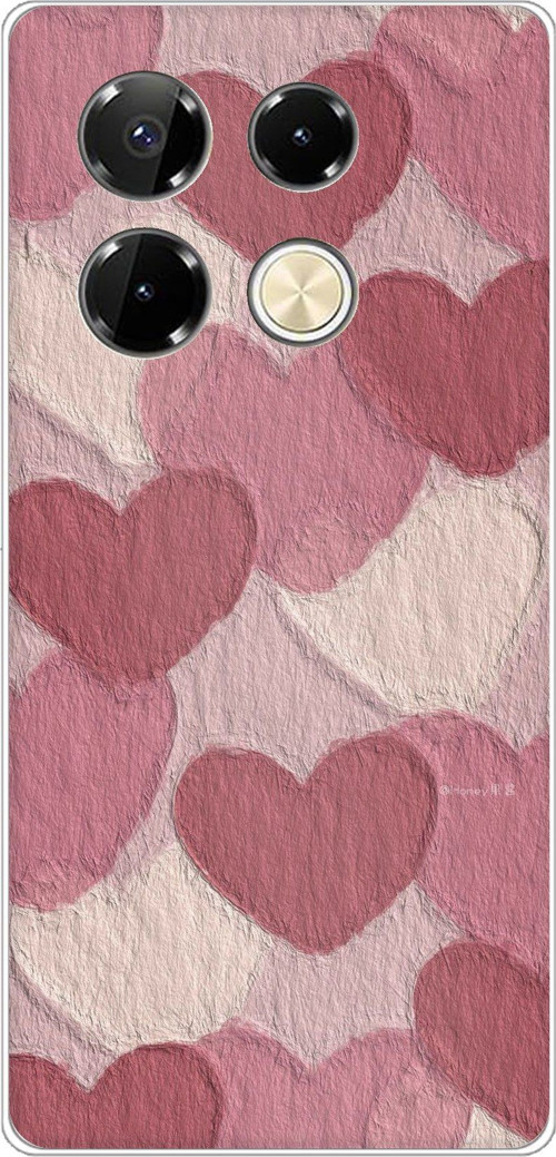 Infinix Note 40 PRO Uyumlu Pastel Gül Kurusu ve Pembe Kalpli Baskılı Silikon Kılıf