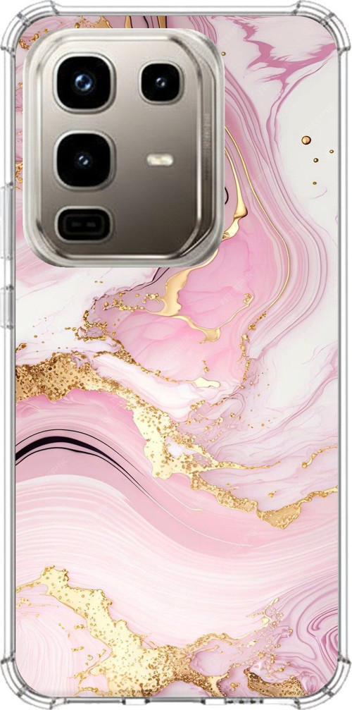 Infinix Note 50 PRO Uyumlu Pembe Mermer Baskılı Silikon Kılıf