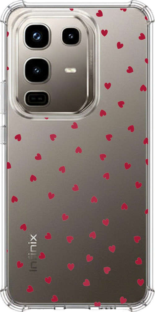 Infinix Note 50 PRO Uyumlu Kırmızı Kalpler Tasarımlı Baskılı Silikon Kılıf