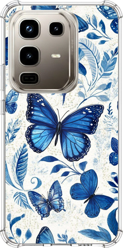 Infinix Note 50 PRO Uyumlu Mavi Kelebekler Baskılı Silikon Kılıf