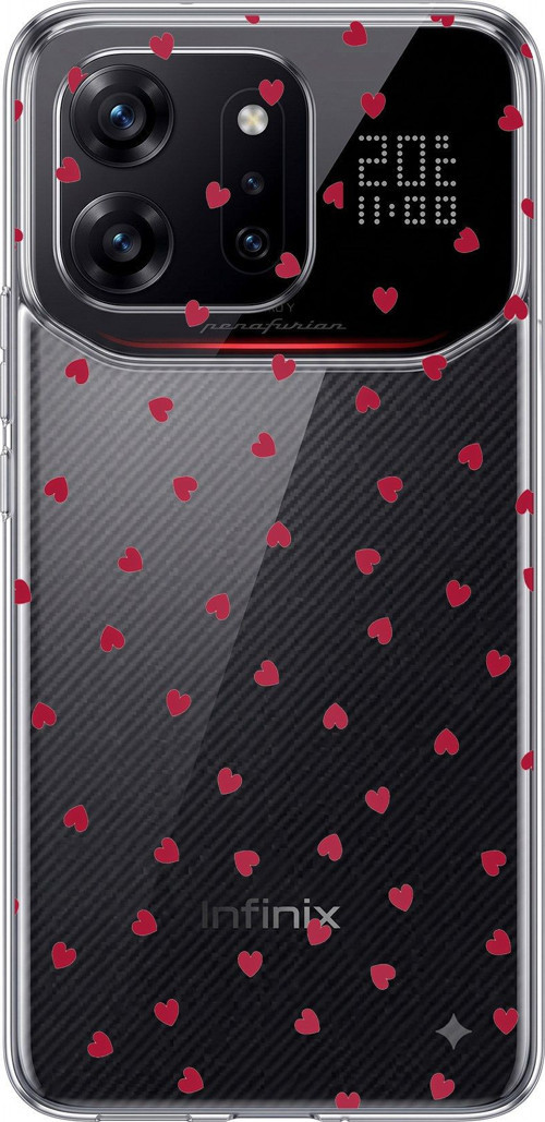 Infinix Note 60 Ultra Uyumlu Kırmızı Kalpler Tasarımlı Baskılı Silikon Kılıf