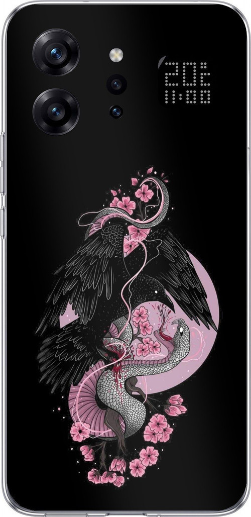 Infinix Note 60 Ultra Uyumlu Pembe Siyah Yılan Baskılı Silikon Kılıf