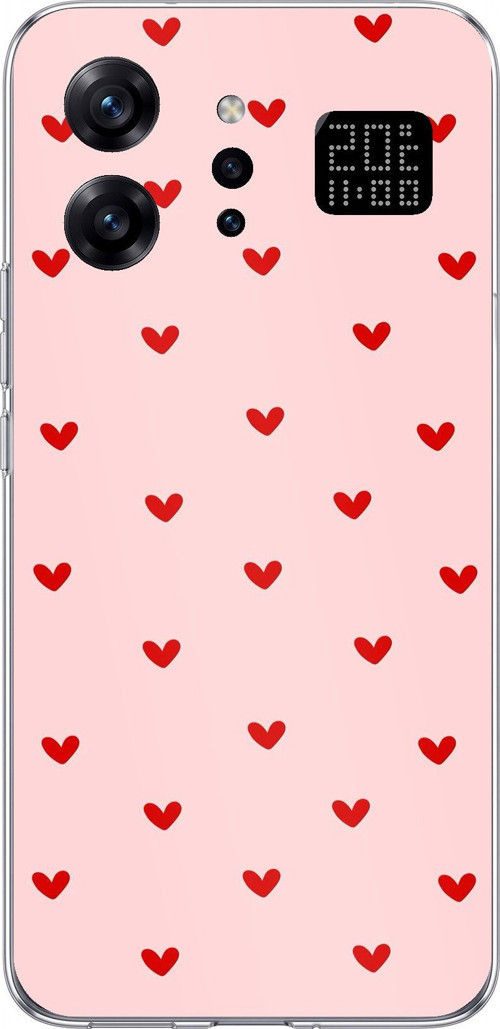 Infinix Note 60 Ultra Uyumlu Kırmızı Minik Kalpler Baskılı Silikon Kılıf