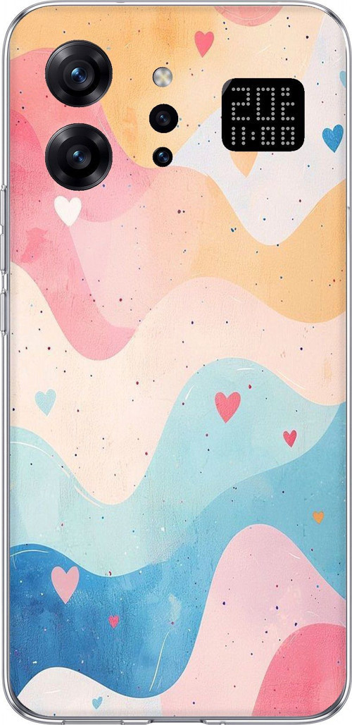 Infinix Note 60 Ultra Uyumlu Pastel Renkli Dalgalı ve Kalp Baskılı Silikon Kılıf