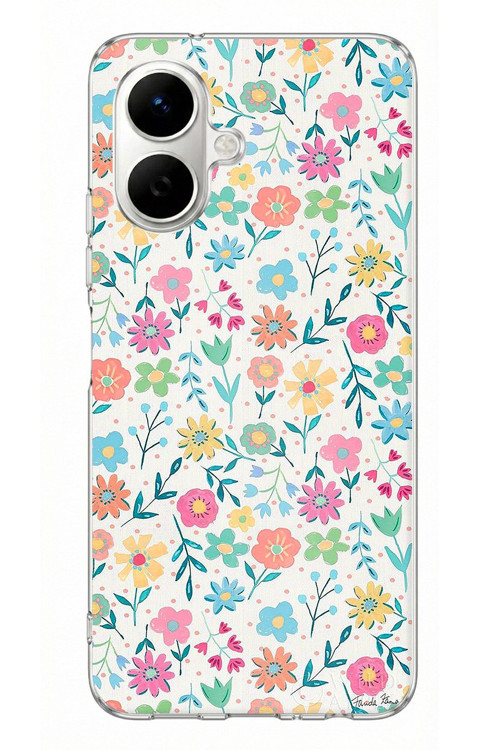 Infinix Smart 10 Uyumlu Dekoratif Çiçekler Baskılı Silikon Kılıf