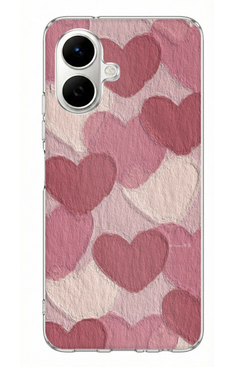 Infinix Smart 10 Uyumlu Pastel Gül Kurusu ve Pembe Kalpli Baskılı Silikon Kılıf