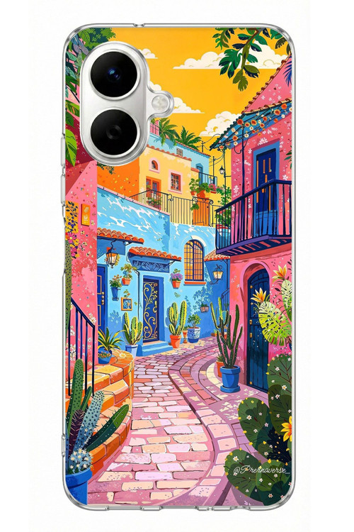 Infinix Smart 10 Uyumlu Renkli Sanat Sokak Silikon Kılıf Baskılı Silikon Kılıf
