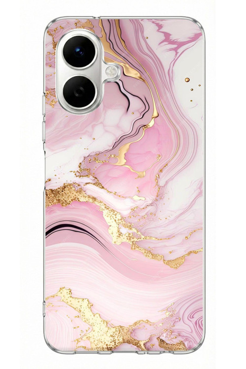 Infinix Smart 10 Uyumlu Pembe Mermer Baskılı Silikon Kılıf