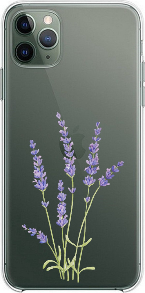 iPhone 11 Pro Max Uyumlu Lavanta Çiçek Tasarımlı Baskılı Silikon Kılıf