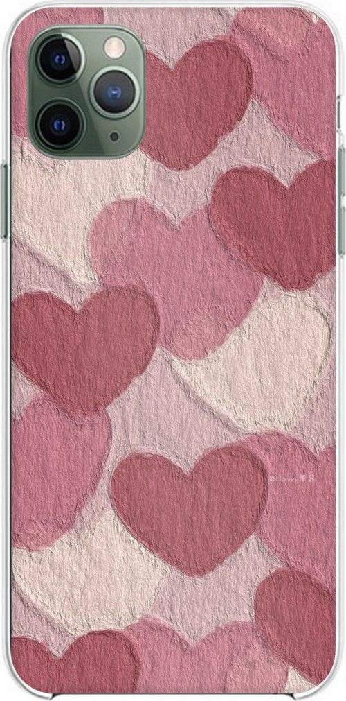 iPhone 11 Pro Max Uyumlu Pastel Gül Kurusu ve Pembe Kalpli Baskılı Silikon Kılıf