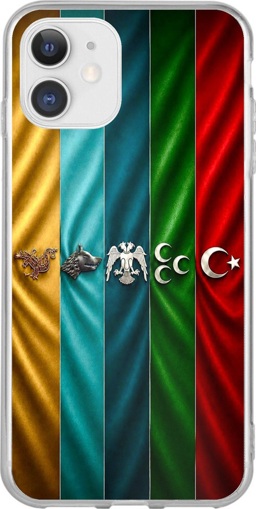 iPhone 11 Uyumlu Tarihi Türk Devletleri Bayrakları Baskılı Silikon Kılıf