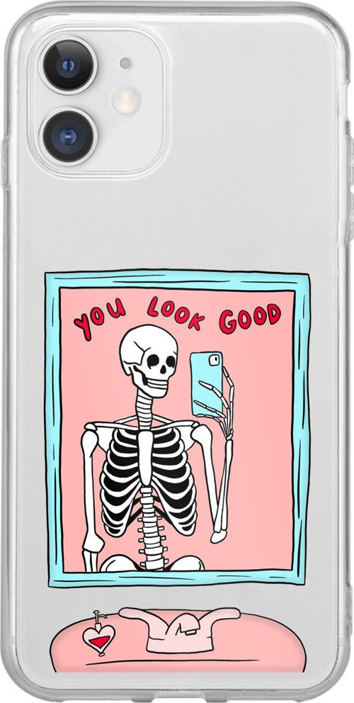 iPhone 11 Uyumlu You Look Good İskelet Tasarımlı Baskılı Silikon Kılıf