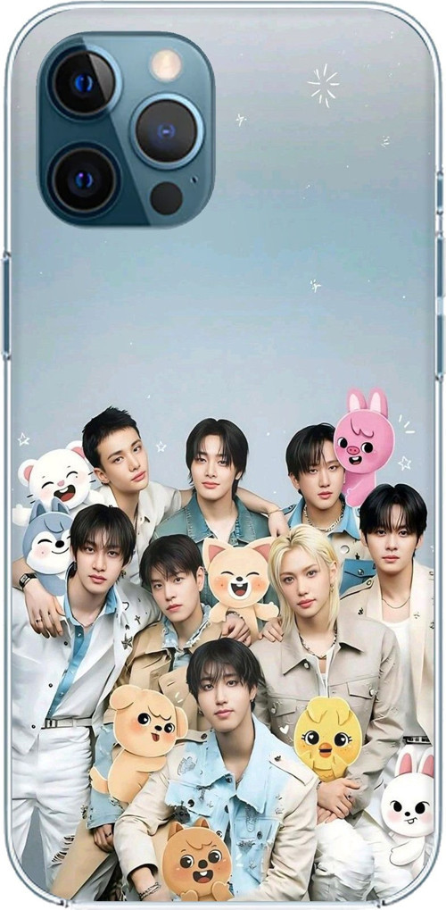iPhone 12 PRO MAX Uyumlu Tray Kids K-Pop Grubu ve SKZOO Temalı Baskılı Silikon Kılıf