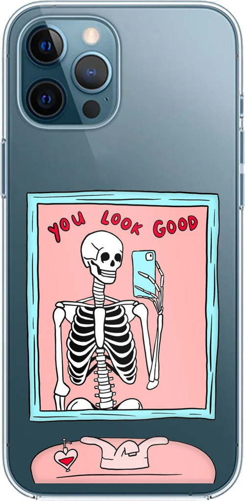 iPhone 12 PRO MAX Uyumlu You Look Good İskelet Tasarımlı Baskılı Silikon Kılıf