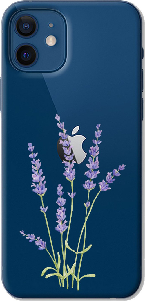 iPhone 12-12 PRO Uyumlu Lavanta Çiçek Tasarımlı Baskılı Silikon Kılıf