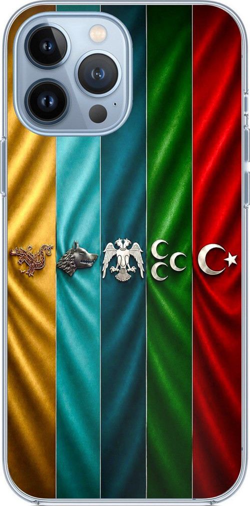 iPhone 13 PRO MAX Uyumlu Tarihi Türk Devletleri Bayrakları Baskılı Silikon Kılıf