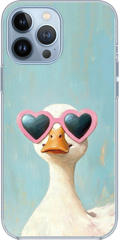 iPhone 13 PRO MAX Uyumlu Yağlı Boya Pop-Art Ördek Baskılı Silikon Kılıf