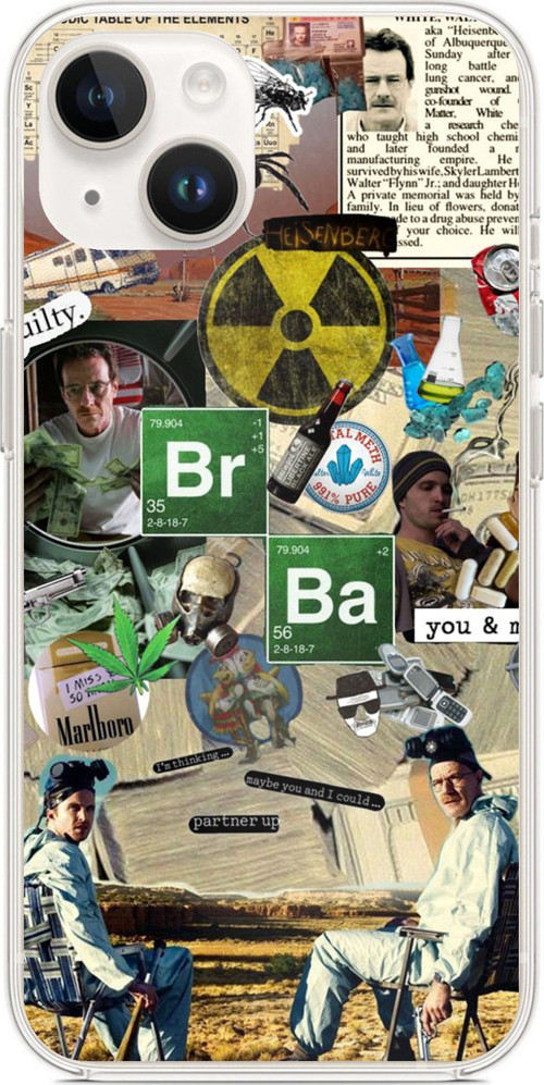 iPhone 14 PLUS Uyumlu Breaking Bad Kolaj Baskılı Silikon Kılıf