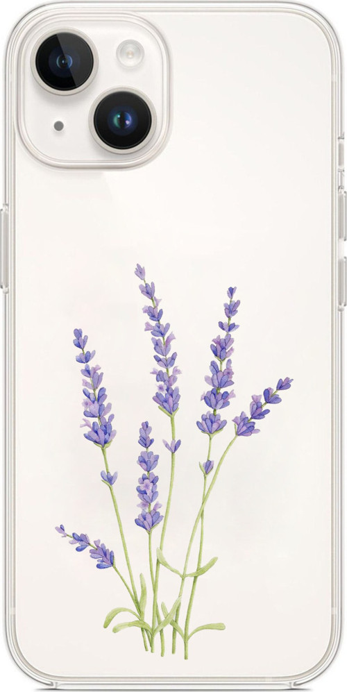 iPhone 14 PLUS Uyumlu Lavanta Çiçek Tasarımlı Baskılı Silikon Kılıf