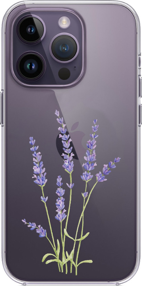 iPhone 14 PRO MAX Uyumlu Lavanta Çiçek Tasarımlı Baskılı Silikon Kılıf