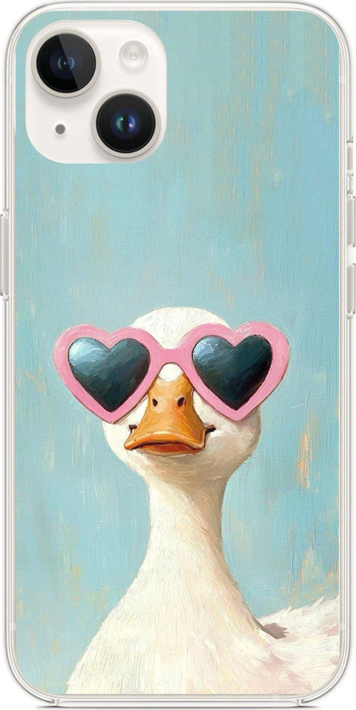 iPhone 14 PLUS Uyumlu Yağlı Boya Pop-Art Ördek Baskılı Silikon Kılıf