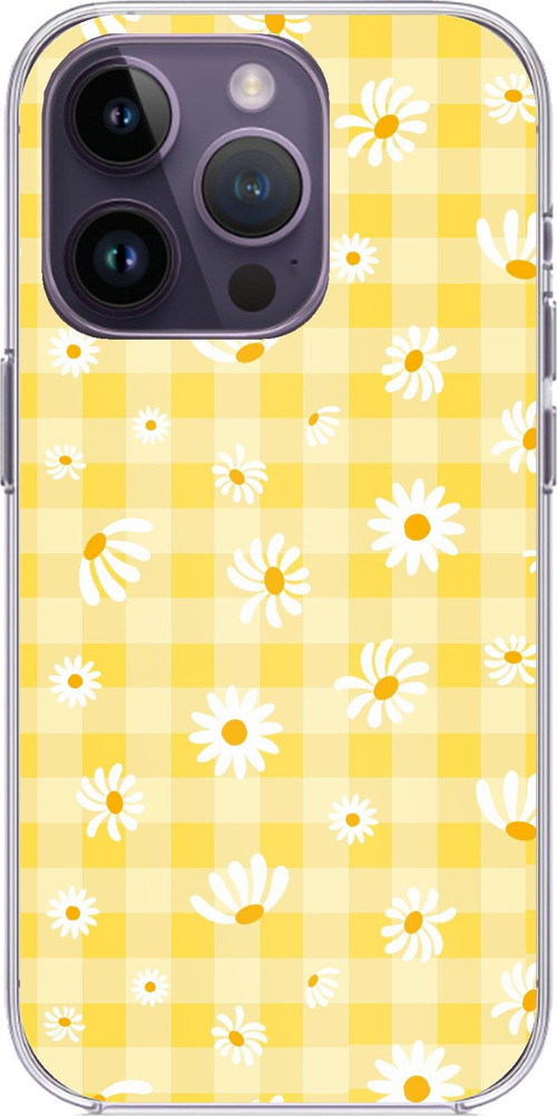 iPhone 14 PRO MAX Uyumlu Sarı Papatya Bahçesi Baskılı Silikon Kılıf