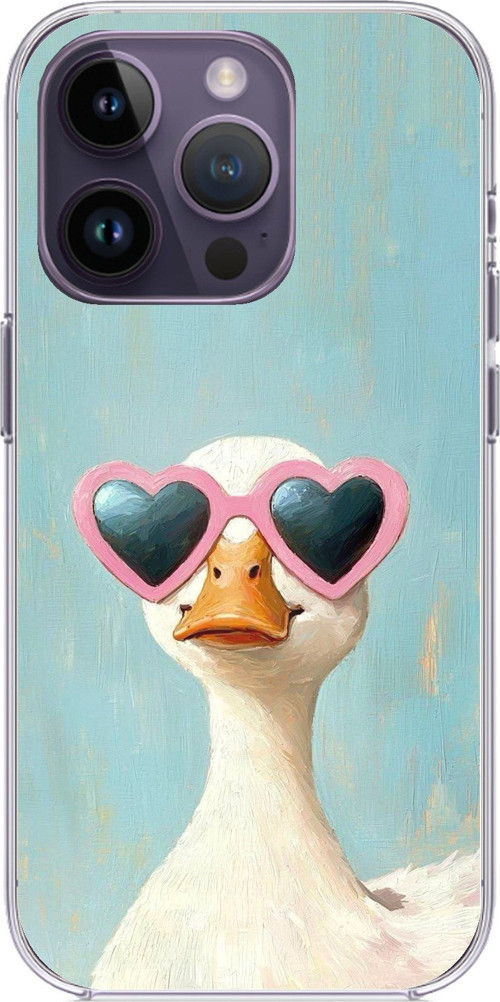 iPhone 14 PRO MAX Uyumlu Yağlı Boya Pop-Art Ördek Baskılı Silikon Kılıf