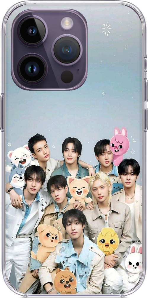 iPhone 14 PRO MAX Uyumlu Tray Kids K-Pop Grubu ve SKZOO Temalı Baskılı Silikon Kılıf
