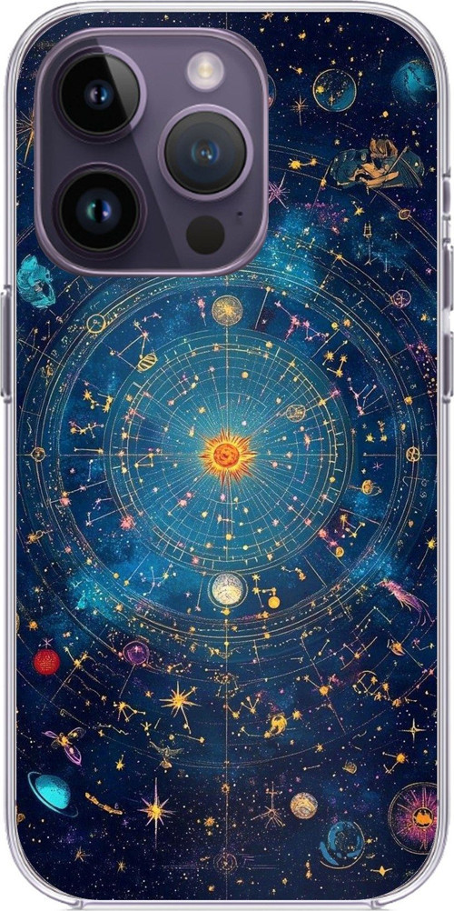 iPhone 14 PRO MAX Uyumlu Yıldız Atlası Kozmik Rehber Baskılı Silikon Kılıf