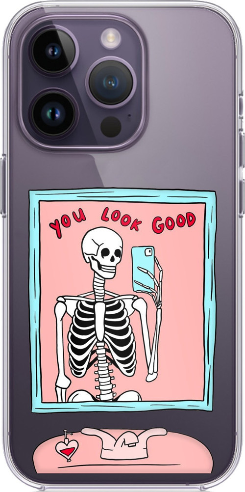 iPhone 14 PRO MAX Uyumlu You Look Good İskelet Tasarımlı Baskılı Silikon Kılıf