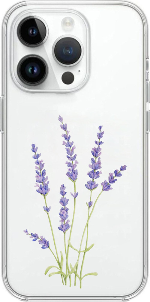iPhone 14 PRO Uyumlu Lavanta Çiçek Tasarımlı Baskılı Silikon Kılıf