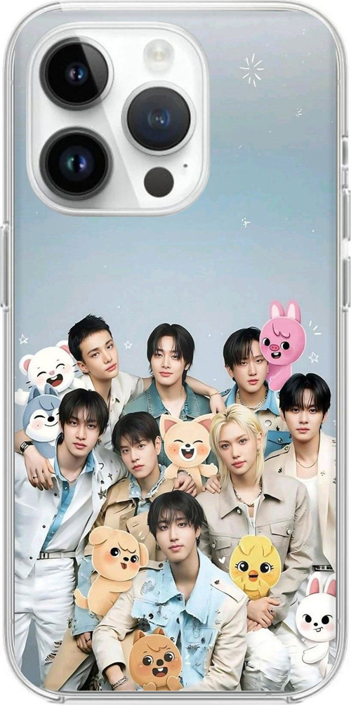 iPhone 14 PRO Uyumlu Tray Kids K-Pop Grubu ve SKZOO Temalı Baskılı Silikon Kılıf