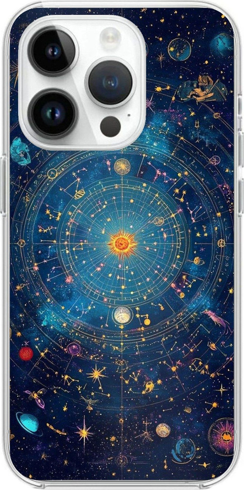 iPhone 14 PRO Uyumlu Yıldız Atlası Kozmik Rehber Baskılı Silikon Kılıf