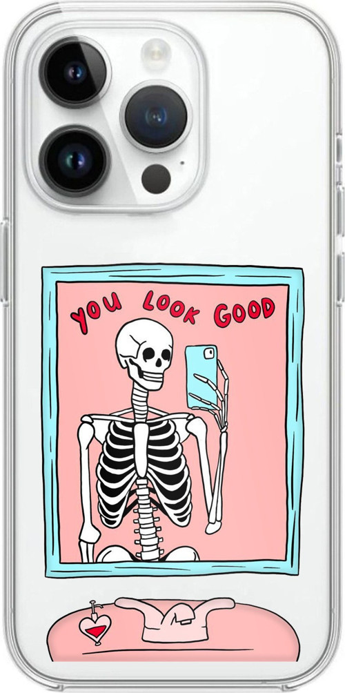iPhone 14 PRO Uyumlu You Look Good İskelet Tasarımlı Baskılı Silikon Kılıf