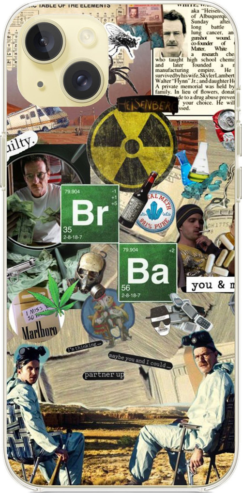 iPhone 15 PLUS Uyumlu Breaking Bad Kolaj Baskılı Silikon Kılıf