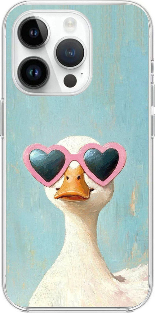 iPhone 14 PRO Uyumlu Yağlı Boya Pop-Art Ördek Baskılı Silikon Kılıf