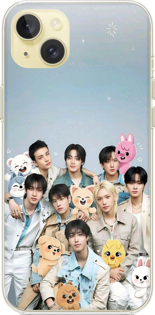 iPhone 15 PLUS Uyumlu Tray Kids K-Pop Grubu ve SKZOO Temalı Baskılı Silikon Kılıf